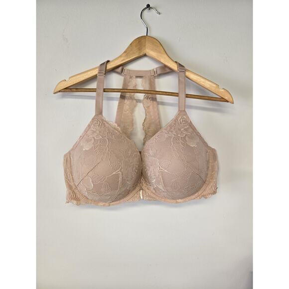 Torrid Underwire Lined Perfect Boost Front Close Bra 42DD Lace Razorback Nude - Picture 1 of 9